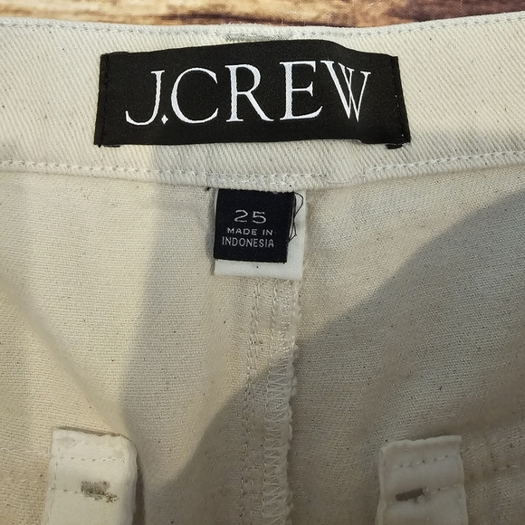 J. Crew Women's Size 25 Hi-Rise Wide Leg Crop 20 inch Natural Cream Pants - Picture 5 of 9